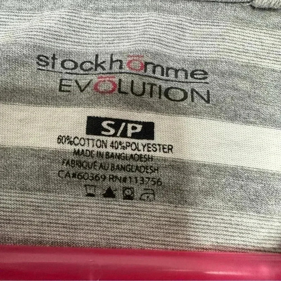 Stockhomme Evolution Shirt Stripes Front Pocket Grey & White Size Small - Picture 7 of 16